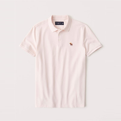 【Abercrombie&Fitch】【A&F】【零碼XS】AF男款POLO衫左彩小鹿淺粉 F02201127-09