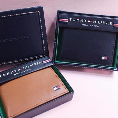 美國直郵Tommy Hilfiger湯米真皮短款錢包男女卡包錢夾禮盒正品~特價正品促銷