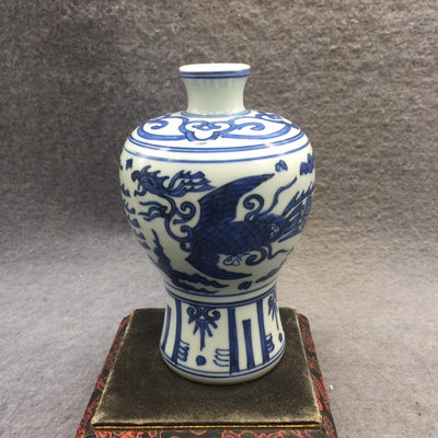 晚清民國時期青花鳳紋梅瓶 古董古玩瓷器收藏擺件