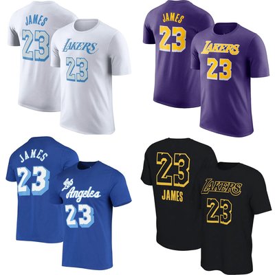 NBA 洛杉磯湖人隊 籃球運動短袖T恤 短袖上衣 熱身服 LEBRON JAMES 23號