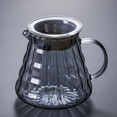 現貨 :手沖咖啡灰色玻璃V60錐形濾杯胡桃木托耐高溫分享咖啡壺套裝組