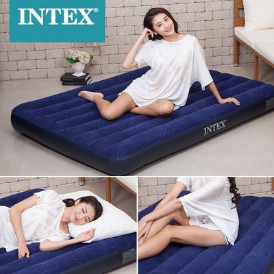 intex充氣床墊家用戶外單雙人氣墊床加大加厚藍色折疊空氣床