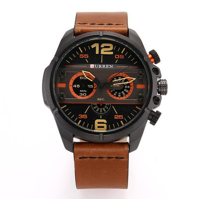 CURREN 卡瑞恩M8259男士手錶 日曆男表 皮帶手錶 防水石英表