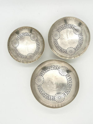 【10月8日】日本皇室回流vintage純銀茶碗一組三件