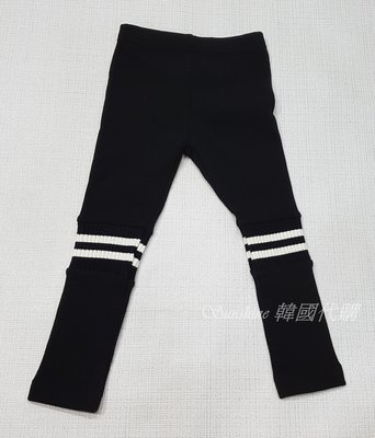 賠錢出清 韓國製  女童裝 童裝 黑色 條紋 厚版 內搭褲 褲子 長褲
