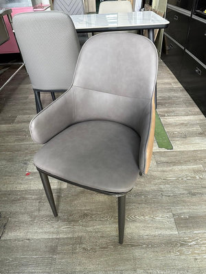 吉田二手傢俱❤全新簡約撞色皮商業椅 餐椅 咖啡椅 單人椅 靠背椅 休閒椅 美甲椅 灰色 橘色 灰白色