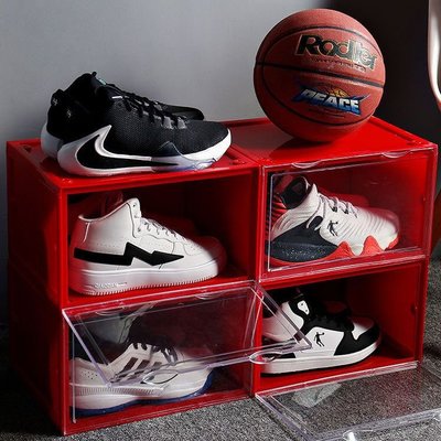 透明鞋盒側開門亞克力硬塑料籃球鞋收納盒網紅鞋墻防氧化鞋柜~特價