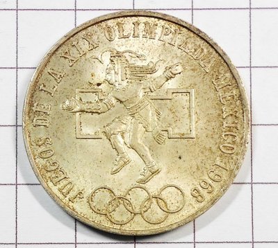 RR129 墨西哥 五輪奧運1968年鷹洋25Pesos銀幣