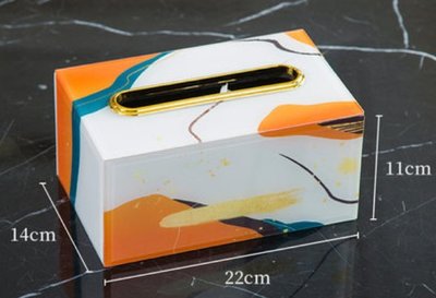 歐式 橙色抽象藝術玻璃面紙盒 時尚色塊創意造型紙巾收納盒 抽紙盒面紙盒衛生紙盒居家餐廳擺件禮物