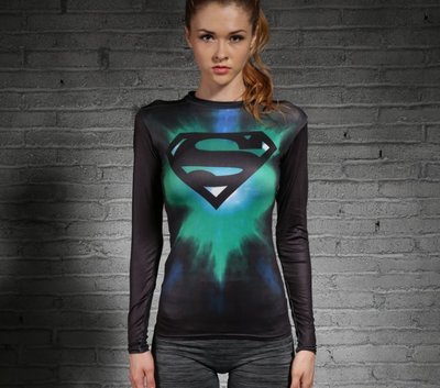 ㊣-緊衣衛-㊣超人緊身衣女閃電塗鴉運動瑜伽彈力健身衣跑步塑形速乾長袖女