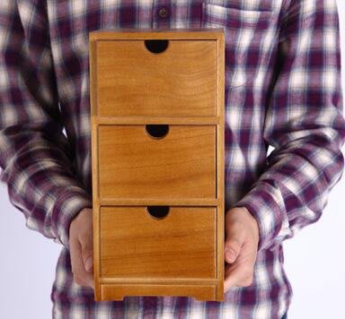 木製三層抽屜盒 抽屜收納盒 桌面三抽整理盒 多功能儲物盒小物盒 抽屜置物盒三層架 3258A