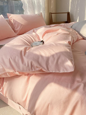 床單用品 簡約粉色全棉被套單件純棉100單雙人180cmx200cm被罩1.5米220x240