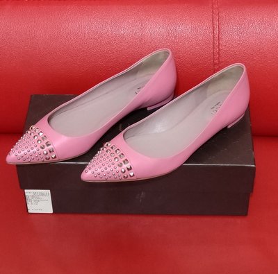 GUCCI 古馳 鉚釘 粉色 粉紅色 平底鞋 娃娃鞋 二手