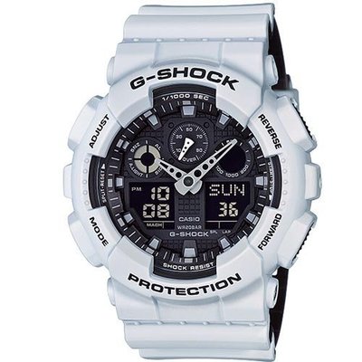 G-SHOCK 酷炫造型設計休閒運動錶(GA-100L-7A)白X黑/51.2mm新品限量款
