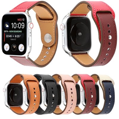 適用於Apple Watch 5/4/3/2/1 錶帶 蘋果手表真皮錶帶 牛皮錶帶 Iwatch 釘子扣替換帶