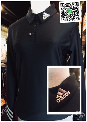 全新 adidas Golf 高爾夫女長袖POLO衫 黑色款 運動時尚 休閒服飾