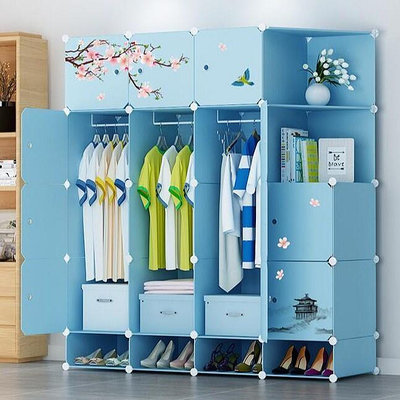 日式防塵組合衣櫃 加深超大容量衣櫃收納櫃 組合衣櫃 簡易收納櫃 塑料簡易組合 簡易DIY衣櫃
