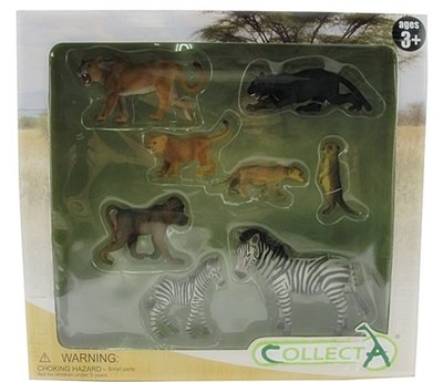 【阿LIN】89229A 野生動物禮盒 COLLECTA 動物 狒狒 斑馬 水獺