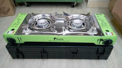 送烤盤+收納盒) ISO認證 外銷韓國 Maxsun高功率4.4KW 不銹鋼雙口爐 攜帶方便雙口卡式瓦斯爐 登山露營野炊