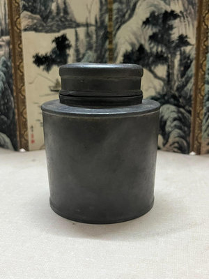 日本回流點銅老錫罐錫茶葉罐年代物包漿品相如圖無開