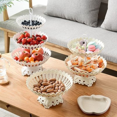 北歐三層水果盤架客廳蛋糕架創意英式下午茶點心盤家用甜品臺-雙喜生活館