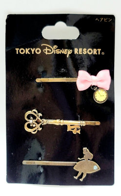 東京迪士尼 - 愛麗絲夢遊仙境 愛麗絲 髮夾 3個一組 016547【Rainbow Dog雜貨舖】