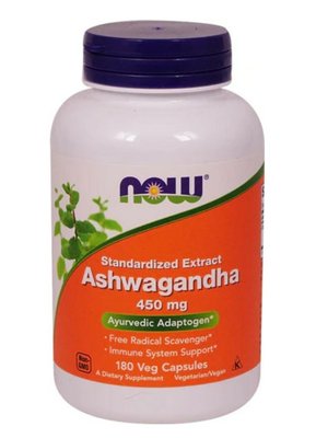 【預購】Now Foods Ashwagandha 印度人蔘 (南非醉茄) 450mg 180粒素食膠囊