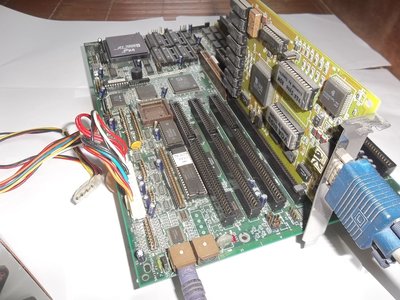 acer,宏碁486主機板,486DX-33CPU,8M記憶體,PS2小孔鍵盤,加送ET4000顯示卡,良品,