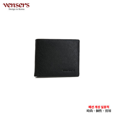 【UP101】【vensers】小牛皮潮流個性皮夾(TA302801黑色短夾)