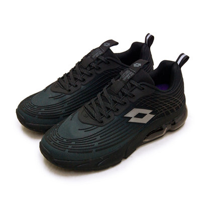 利卡夢鞋園–LOTTO 專業KPU避震氣墊慢跑鞋--氣動樂跑系列--黑紫--3100--男