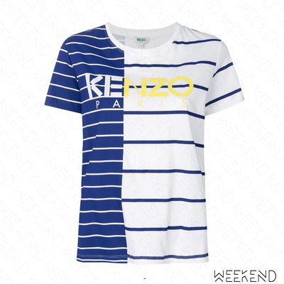 【WEEKEND】 KENZO Striped Logo T-shirt 條紋 棉質 短袖 T恤 藍+白色