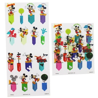 【卡漫迷】 米奇 標籤 貼紙 兩入組 ㊣版 台灣製 裝飾 書籤 Mickey 米老鼠 迪士尼 記號貼