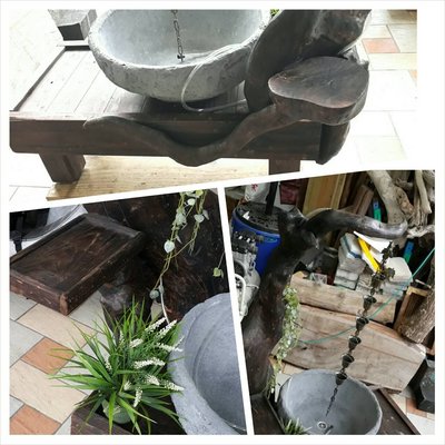【路卡傢飾～園藝造景】 風鈴淋 (A) 藝術 漂流木座 流水組 展示架 庭園  室內設計 魚缸
