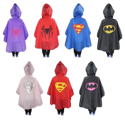 兒童雨衣超人蜘蛛人蝙蝠俠兒童鬥篷式雨披潮童 寶貝超級英雄雨衣 可愛造型雨衣 男童雨衣女童-慧友芊家居