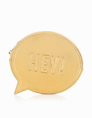 轉賣英國帶回Accessorize品牌金色HEY字樣對話框零錢包/小包主賣