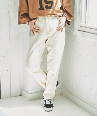 全新 coen 日本專櫃正品 米白色 錐形剪裁牛仔褲 S號