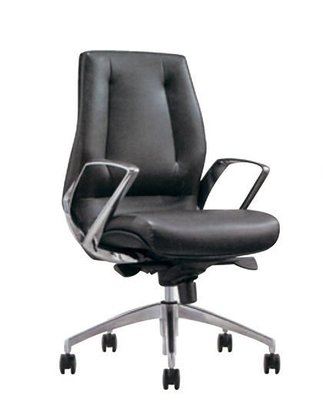 [ 家事達]台灣OA-294-2 中型黑皮辦公椅 特價 洽談椅 電腦椅