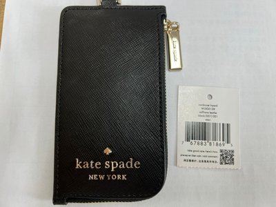 KATE SPADE Staci防刮皮革拉鍊卡夾證件夾套-黑色