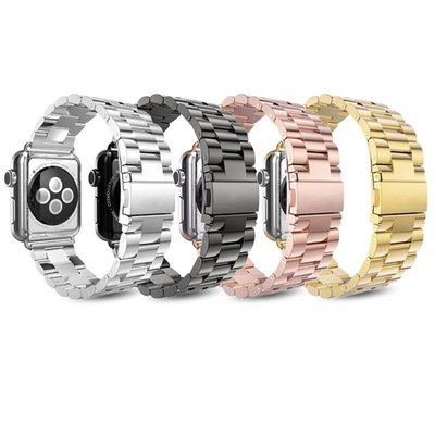 官方同款 蘋果手錶三株金屬鋼帶 Apple watch 4/5不鏽鋼錶帶 iWatch 4/3/2/1通用不鏽鋼錶帶