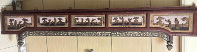 【黑狗兄】老件木雕門楣 ，窗花，花片 人物木雕板～GD07