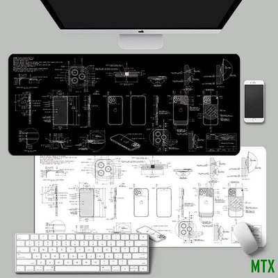 MTX旗艦店蘋果工業風耐髒潮超大滑鼠墊鎖邊學生電腦鍵盤書桌墊辦公室防滑墊