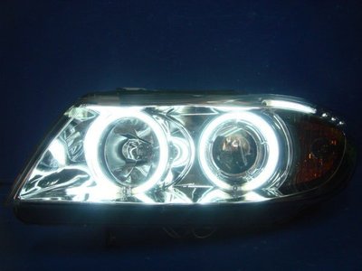 小亞車燈╠ 全新超亮酷炫版BMW E90 CCFL光圈魚眼燈眉大燈
