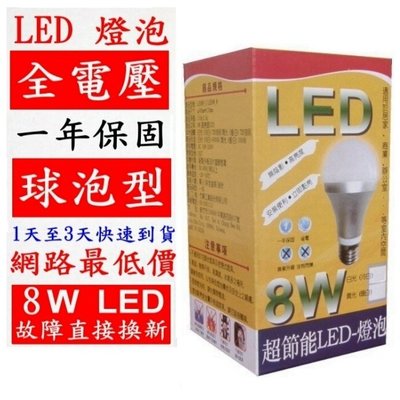 有現貨-8W LED燈泡-限時特價 38元-超節能-LED 8W 省電燈泡-球泡燈-白光(只剩白光)20顆可免運費