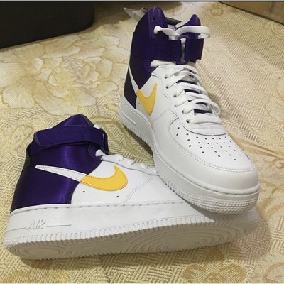 【正品】全新 Nike Air Force 1 High NBA "Lakers” 【紫金】湖人配色潮鞋
