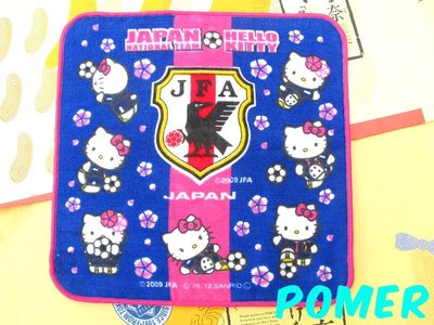 ☆POMER☆日本製SANRIO正品JFA日本足球協會XHELLO KITTY凱蒂貓聯名合作手帕小方巾眼鏡鏡頭手機拭鏡布