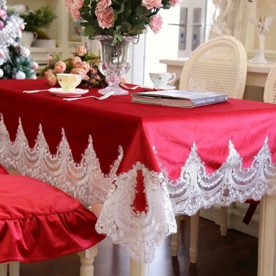 粉紅玫瑰精品屋～歐式新款蕾絲縷空弧邊桌布～直徑150公分（80～90圓桌適用）