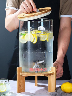 精品帶龍頭涼水壺可樂桶容器自助茶歇果汁飲料桶耐高溫玻璃檸檬冷水壺