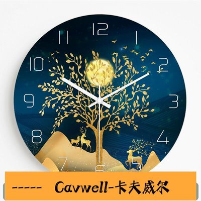 Cavwell-發財樹時尚現代簡約鐘表客廳大掛鐘創意北歐靜音個性臥室裝飾時鐘-可開統編