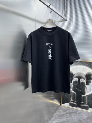 杰尼亞  Zegna  新款 圓領 短袖 T恤 體恤 半袖 ，專柜面料 透氣舒適度高，無可挑剔，品牌元素設計 NO127103