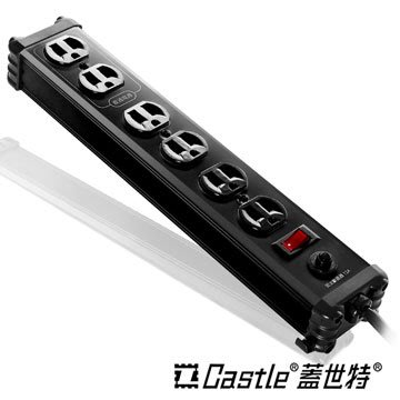 【新魅力3C】全新 蓋世特 Castle IA6-SB 1.8M 鋁合金電源突波保護插座 延長線 (3孔/6座)